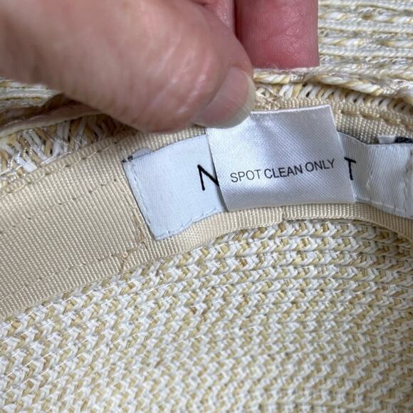 Nine West Cream Straw Floppy Sun Hat Wide Brim‎ Resort Beach Travel O/S - Picture 4 of 5